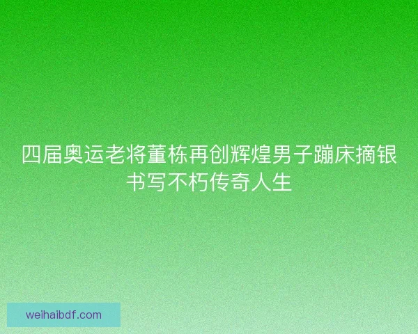 四届奥运老将董栋再创辉煌男子蹦床摘银书写不朽传奇人生